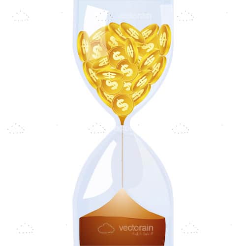 Transparent Hourglass with Golden Coins